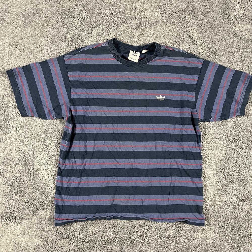 Adidas Originals Shirt Mens Large Striped Short Sleeve Y2K